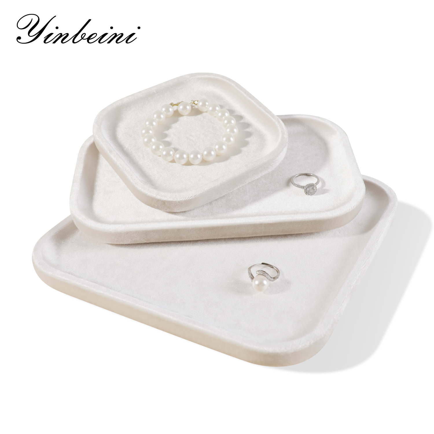 Yinbeini Thickened Velvet Jewelry Tray Wear Resistant Fade Resistant Long Term Use Protect High Value Jewelry Meet High frequency Display P075
