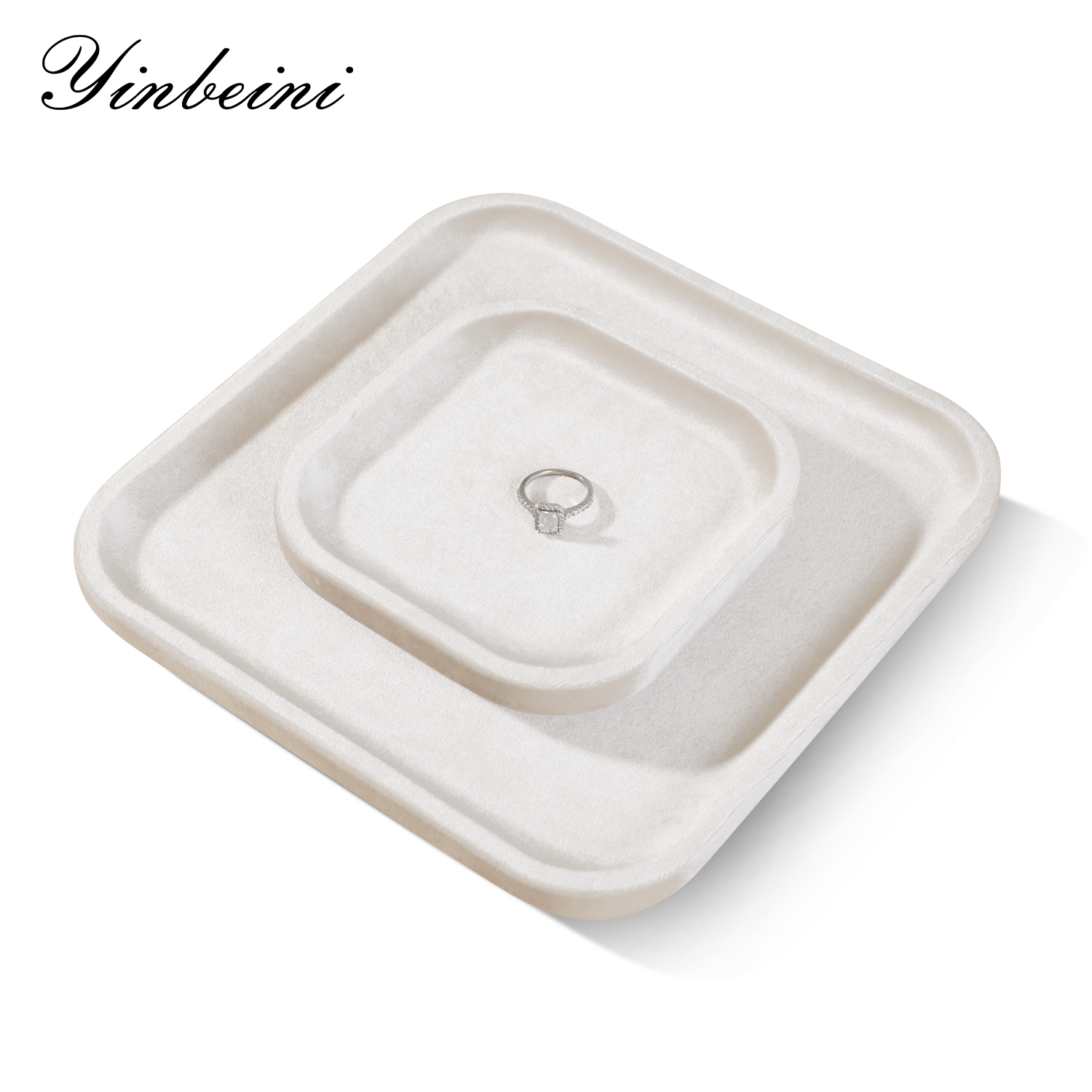 Yinbeini Thickened Velvet Jewelry Tray Wear Resistant Fade Resistant Long Term Use Protect High Value Jewelry Meet High frequency Display P075