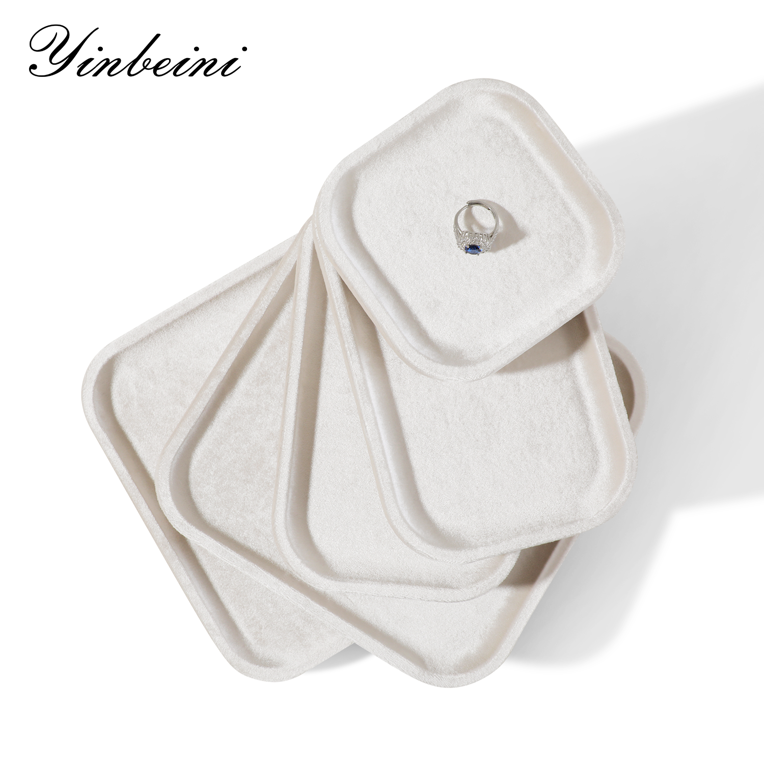 Yinbeini Thickened Velvet Jewelry Tray Wear Resistant Fade Resistant Long Term Use Protect High Value Jewelry Meet High frequency Display P075