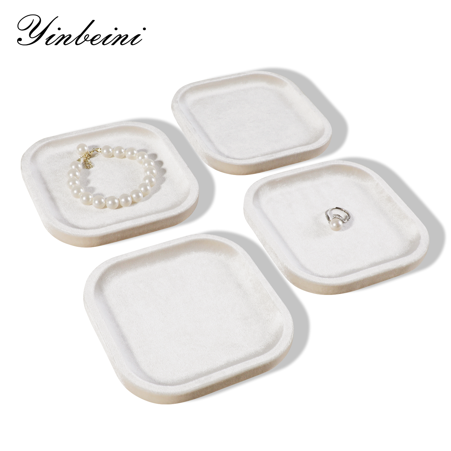 Yinbeini Thickened Velvet Jewelry Tray Wear Resistant Fade Resistant Long Term Use Protect High Value Jewelry Meet High frequency Display P075