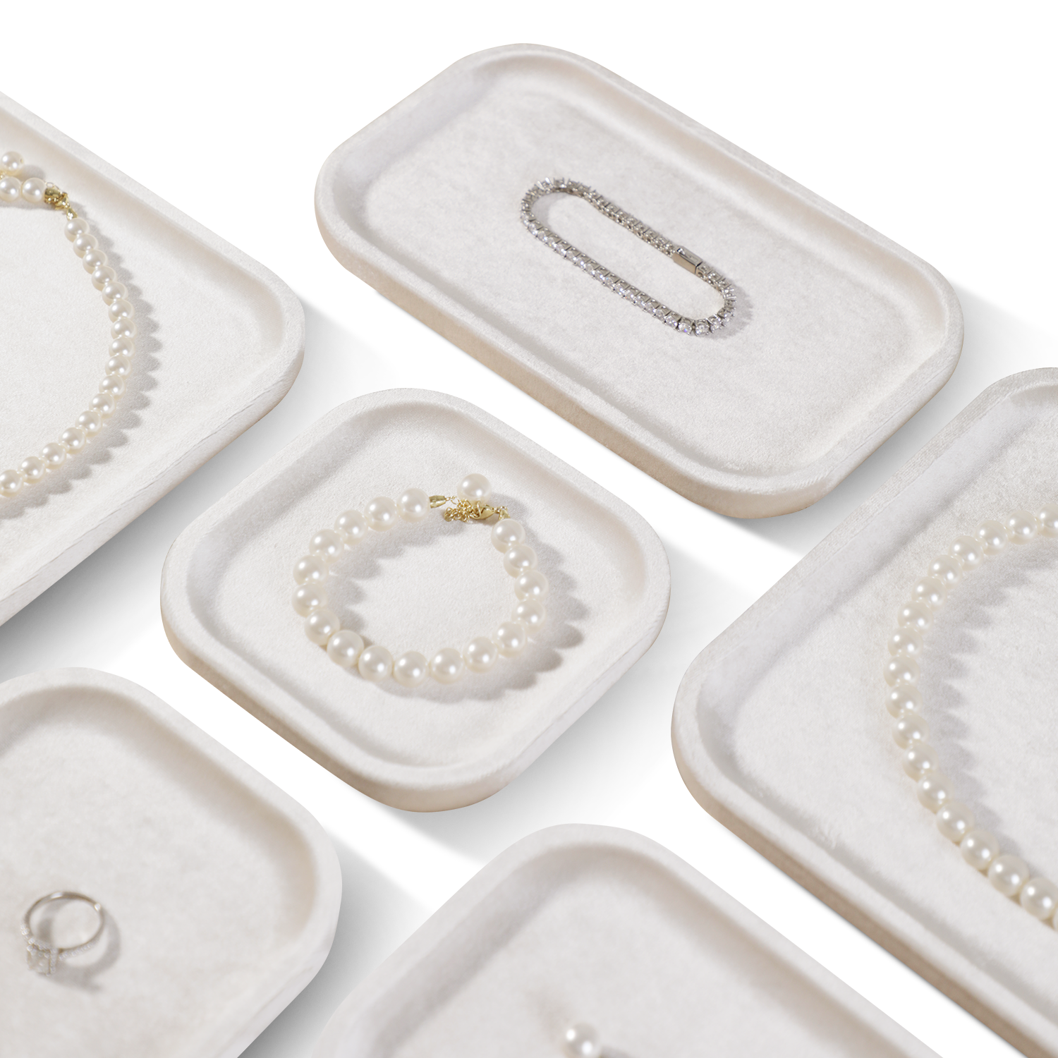 Yinbeini Thickened Velvet Jewelry Tray Wear Resistant Fade Resistant Long Term Use Protect High Value Jewelry Meet High frequency Display P075