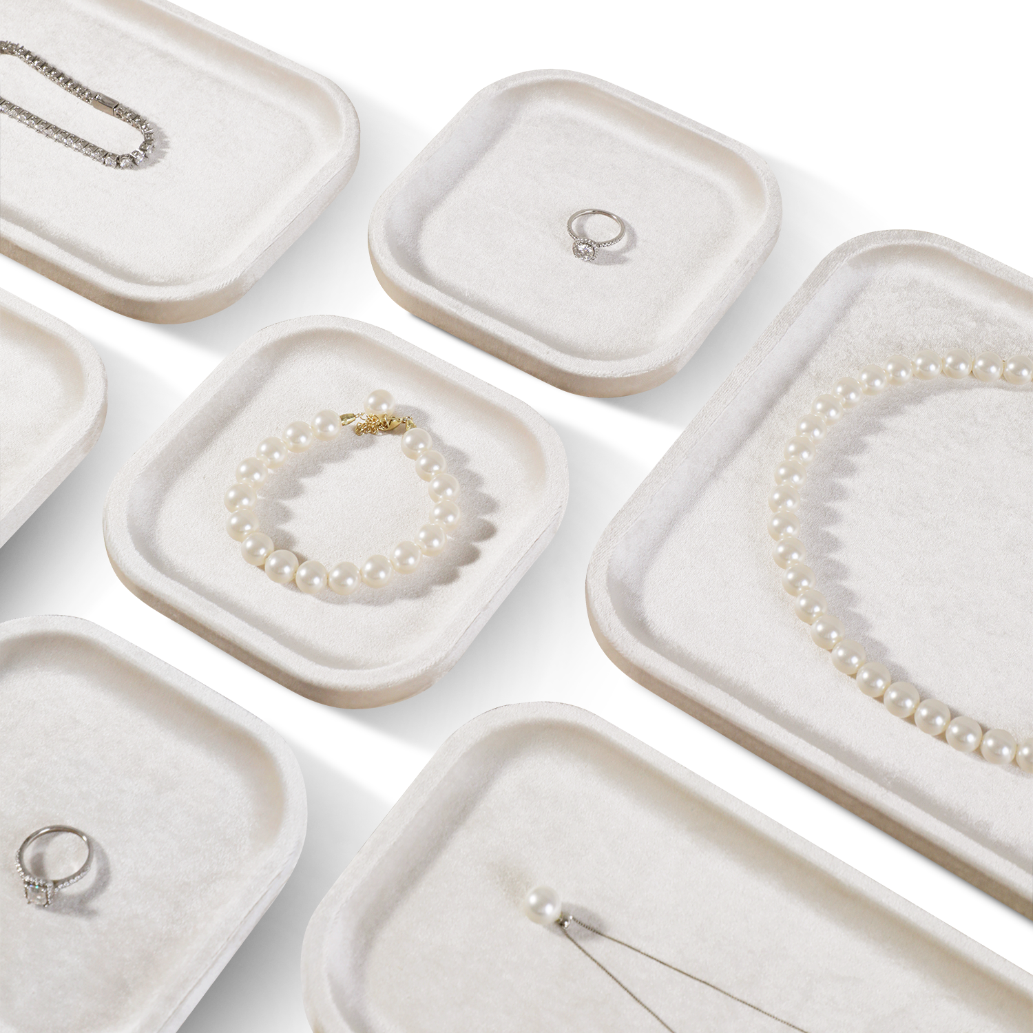 Yinbeini Thickened Velvet Jewelry Tray Wear Resistant Fade Resistant Long Term Use Protect High Value Jewelry Meet High frequency Display P075