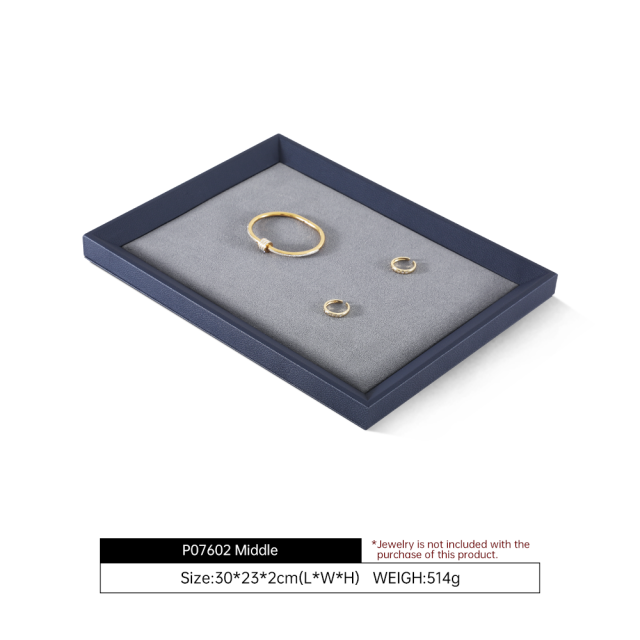 Yinbeini Midnight Blue Velvet Jewelry Counter Tray Smooth Leather Protection for Fine Jewelry Suitable for Jewelry Store Display P077