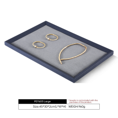 Yinbeini Midnight Blue Velvet Jewelry Counter Tray Smooth Leather Protection for Fine Jewelry Suitable for Jewelry Store Display P077