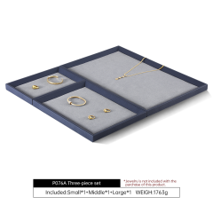 Yinbeini Midnight Blue Velvet Jewelry Counter Tray Smooth Leather Protection for Fine Jewelry Suitable for Jewelry Store Display P077
