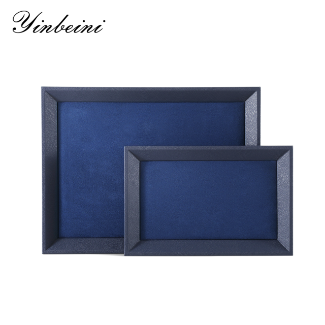 Yinbeini Midnight Blue Velvet Jewelry Counter Tray Smooth Leather Protection for Fine Jewelry Suitable for Jewelry Store Display P077