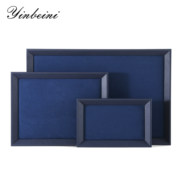 Yinbeini Midnight Blue Velvet Jewelry Counter Tray Smooth Leather Protection for Fine Jewelry Suitable for Jewelry Store Display P077