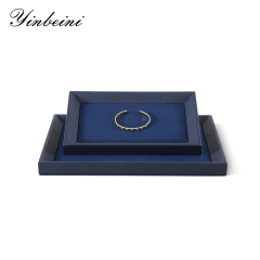 Yinbeini Midnight Blue Velvet Jewelry Counter Tray Smooth Leather Protection for Fine Jewelry Suitable for Jewelry Store Display P077