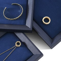 Yinbeini Midnight Blue Velvet Jewelry Counter Tray Smooth Leather Protection for Fine Jewelry Suitable for Jewelry Store Display P077