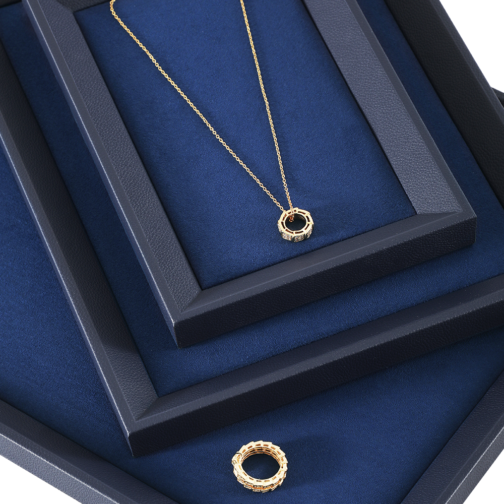 Yinbeini Midnight Blue Velvet Jewelry Counter Tray Smooth Leather Protection for Fine Jewelry Suitable for Jewelry Store Display P077