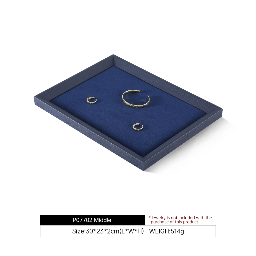 Yinbeini Midnight Blue Velvet Jewelry Counter Tray Smooth Leather Protection for Fine Jewelry Suitable for Jewelry Store Display P077