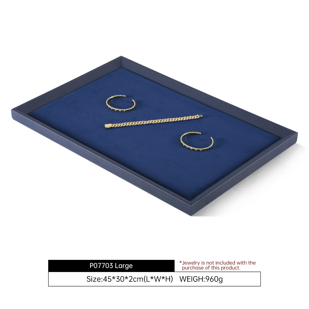 Yinbeini Midnight Blue Velvet Jewelry Counter Tray Smooth Leather Protection for Fine Jewelry Suitable for Jewelry Store Display P077