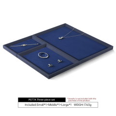 Yinbeini Midnight Blue Velvet Jewelry Counter Tray Smooth Leather Protection for Fine Jewelry Suitable for Jewelry Store Display P077