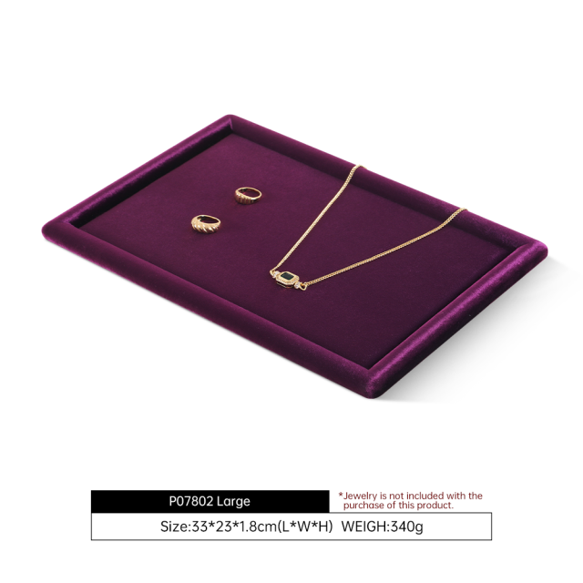 Yinbeini Beige Velvet Ring Display Tray for Ring and Necklace Dangle Ideal for Retail Boutiques and Home Organization P084