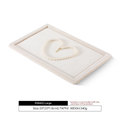 Yinbeini Beige Velvet Ring Display Tray for Ring and Necklace Dangle Ideal for Retail Boutiques and Home Organization P084