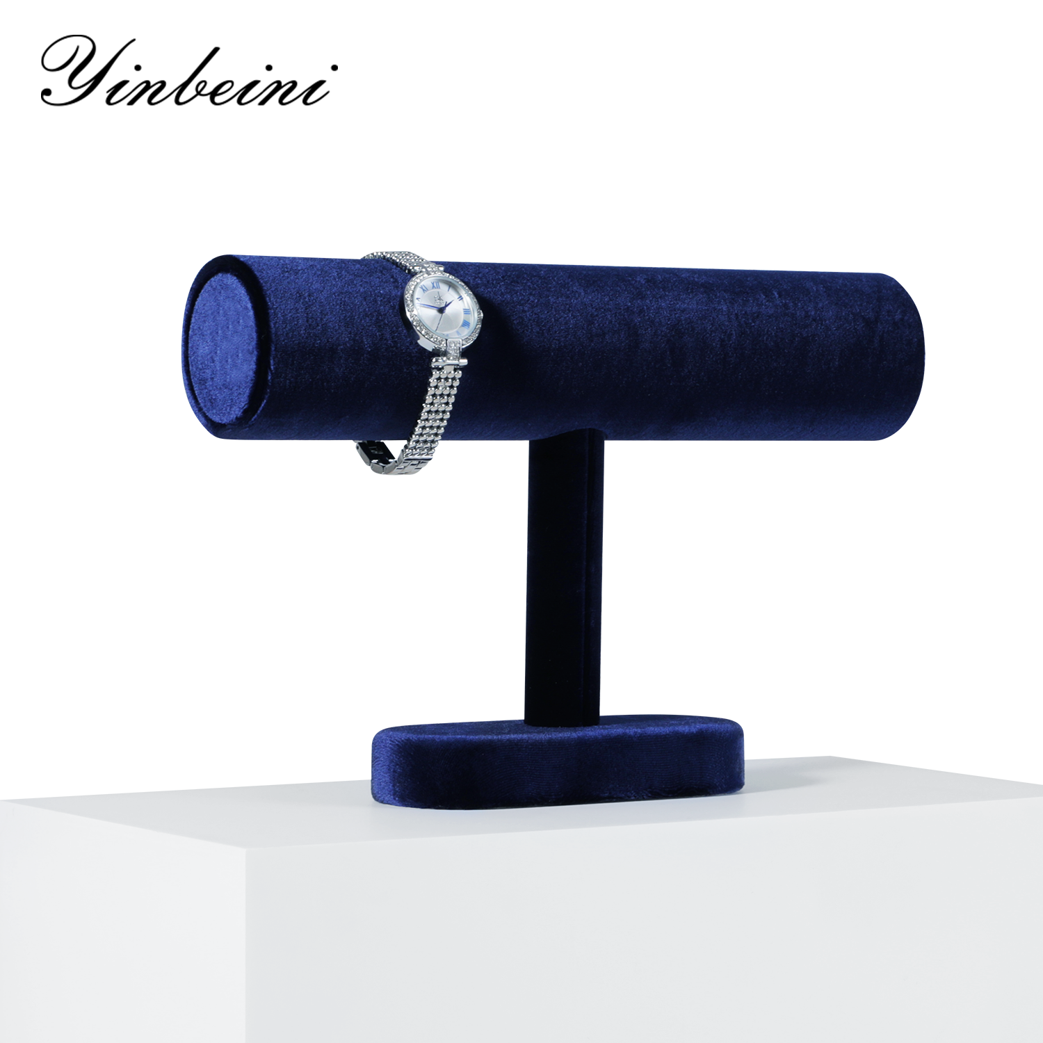 Yinbeini Velvet T-shape Jewelry Display Stand Bangle Bracelet Watch Display Stand Shop Window Showcase Props Memorial day gift box TB001