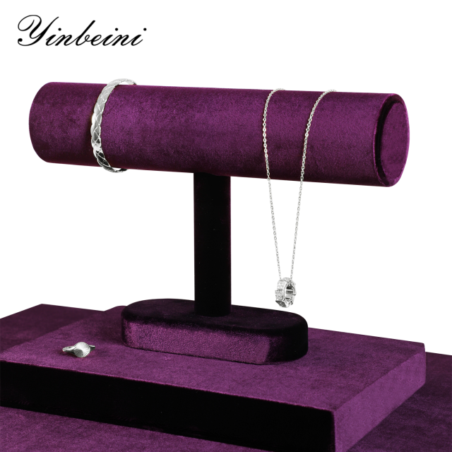 Yinbeini Velvet Shop Window Showcase Props T-shape Jewelry Display Stand Bangle Bracelet Watch Display Stand Memorial day gift box TB001