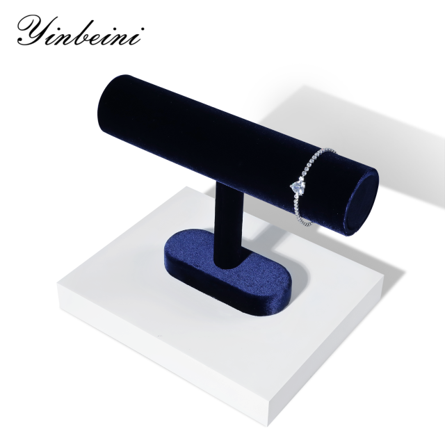 Yinbeini Velvet Shop Window Showcase Props Bangle Bracelet Watch Display Stand T-shape Jewelry Display Stand Memorial day gift box TB001