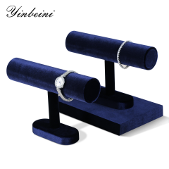 Yinbeini Velvet Shop Window Showcase Props Bangle Bracelet Watch Display Stand T-shape Jewelry Display Stand Memorial day gift box TB001