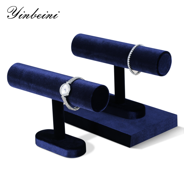 Yinbeini Velvet Shop Window Showcase Props T-shape Jewelry Display Stand Bangle Bracelet Watch Display Stand Memorial day gift box TB001