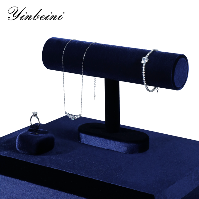 Yinbeini Velvet T-shape Jewelry Display Stand Bangle Bracelet Watch Display Stand Shop Window Showcase Props Memorial day gift box TB001