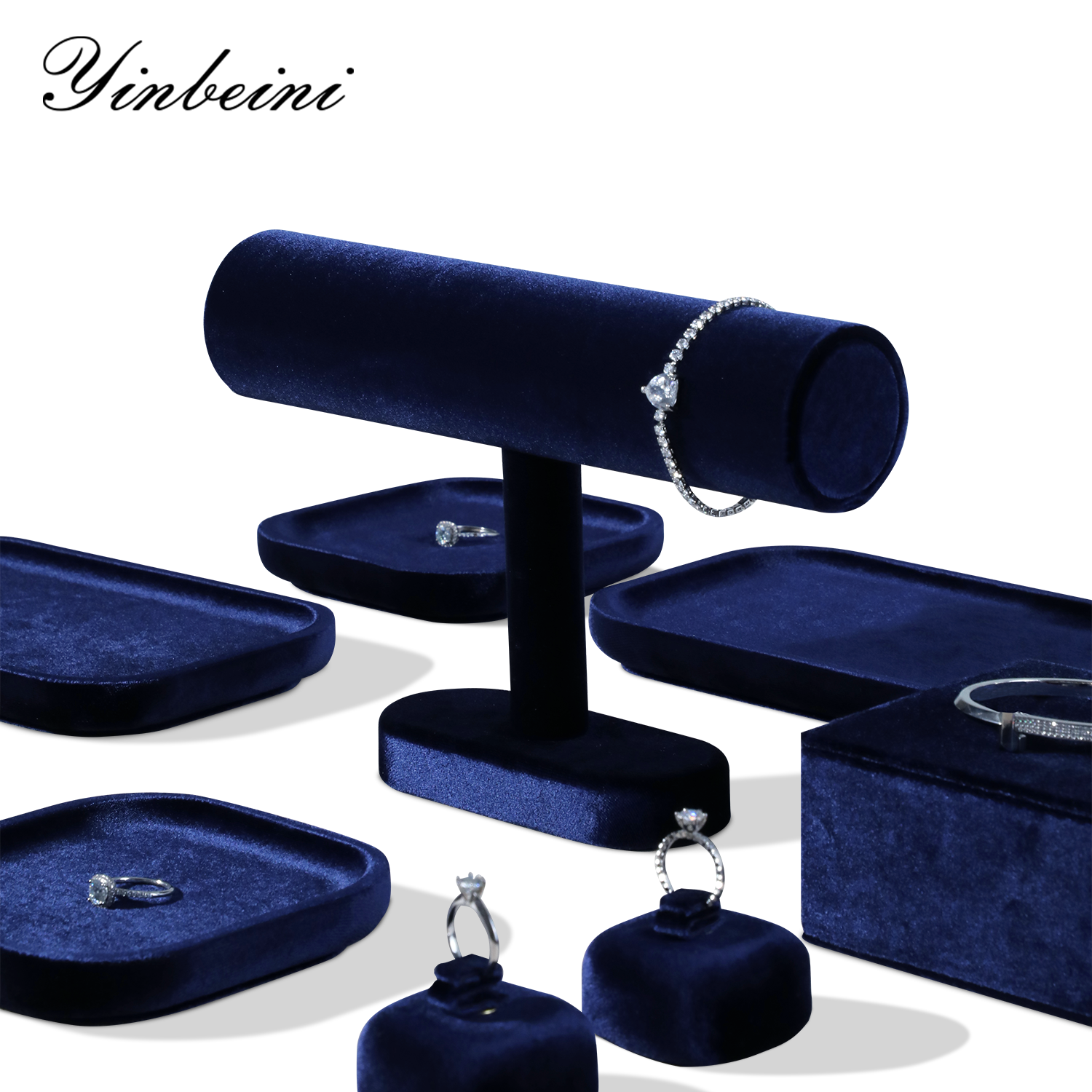 Yinbeini Velvet Shop Window Showcase Props T-shape Jewelry Display Stand Bangle Bracelet Watch Display Stand Memorial day gift box TB001