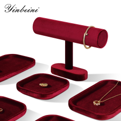 Yinbeini Velvet Shop Window Showcase Props T-shape Jewelry Display Stand Bangle Bracelet Watch Display Stand Memorial day gift box TB001