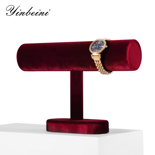 Yinbeini Velvet Shop Window Showcase Props Bangle Bracelet Watch Display Stand T-shape Jewelry Display Stand Memorial day gift box TB001