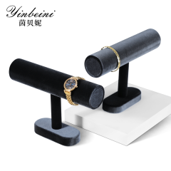 Yinbeini Velvet T-shape Jewelry Display Stand Bangle Bracelet Watch Display Stand Shop Window Showcase Props Memorial day gift box TB001