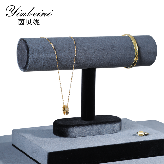 Yinbeini Velvet Shop Window Showcase Props Bangle Bracelet Watch Display Stand T-shape Jewelry Display Stand Memorial day gift box TB001