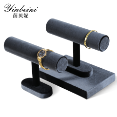 Yinbeini Velvet Shop Window Showcase Props Bangle Bracelet Watch Display Stand T-shape Jewelry Display Stand Memorial day gift box TB001