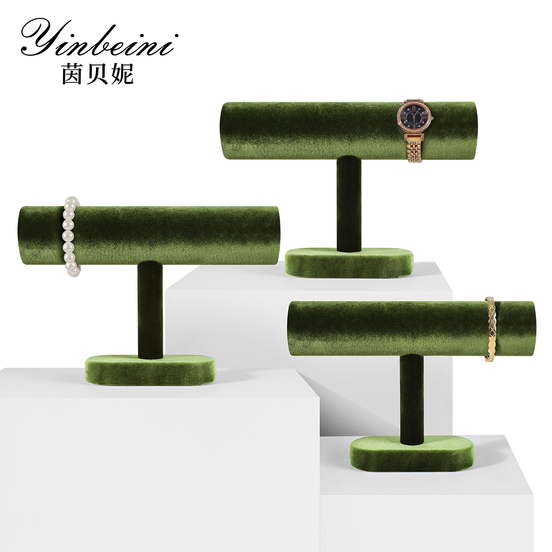 Yinbeini Velvet Shop Window Showcase Props T-shape Jewelry Display Stand Bangle Bracelet Watch Display Stand Memorial day gift box TB001