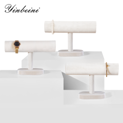 Yinbeini Velvet T-shape Jewelry Display Stand Bangle Bracelet Watch Display Stand Shop Window Showcase Props Memorial day gift box TB001