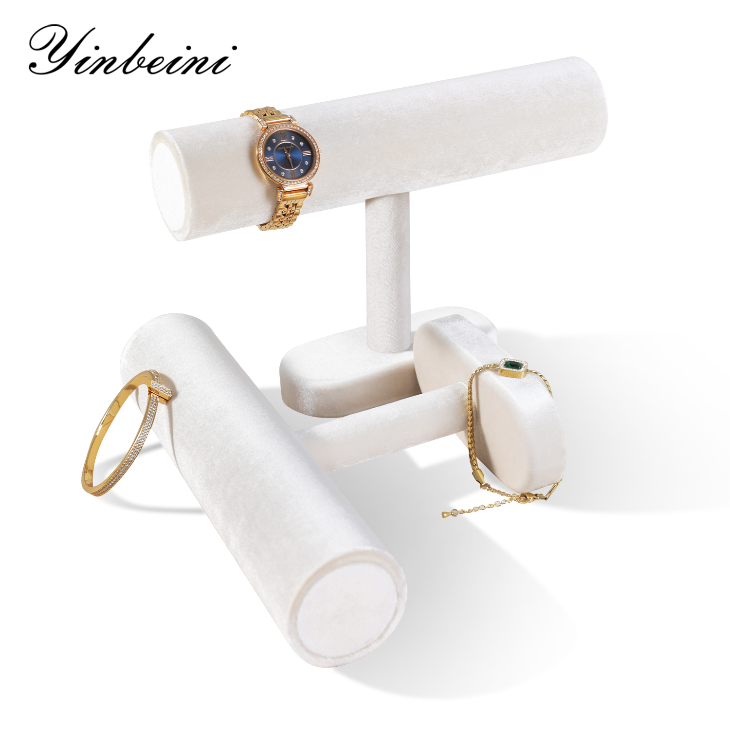 Yinbeini Velvet Shop Window Showcase Props T-shape Jewelry Display Stand Bangle Bracelet Watch Display Stand Memorial day gift box TB001
