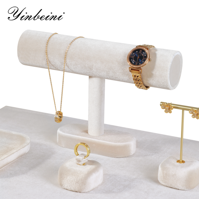 Yinbeini Velvet Shop Window Showcase Props T-shape Jewelry Display Stand Bangle Bracelet Watch Display Stand Memorial day gift box TB001