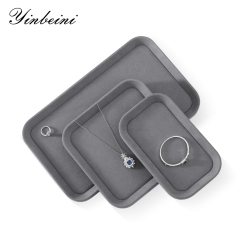 Yinbeini Gray Microfiber Leather Jewelry Display Tray for Jewelry Trade Shows and Conventions Reusable and Durable Design P053