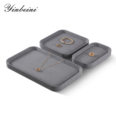 Yinbeini Gray Microfiber Leather Jewelry Display Tray for Jewelry Trade Shows and Conventions Reusable and Durable Design P053