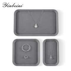 Yinbeini Gray Microfiber Leather Jewelry Display Tray for Jewelry Trade Shows and Conventions Reusable and Durable Design P053