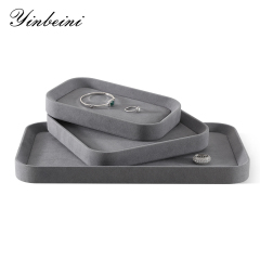 Yinbeini Gray Microfiber Leather Jewelry Display Tray for Jewelry Trade Shows and Conventions Reusable and Durable Design P053