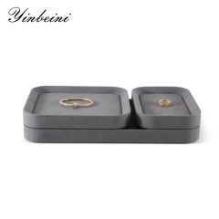 Yinbeini Gray Microfiber Leather Jewelry Display Tray for Jewelry Trade Shows and Conventions Reusable and Durable Design P053