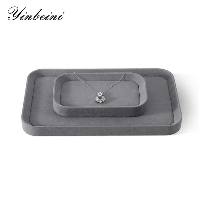 Yinbeini Gray Microfiber Leather Jewelry Display Tray for Jewelry Trade Shows and Conventions Reusable and Durable Design P053