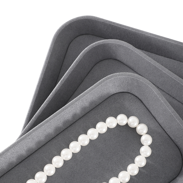 Yinbeini Gray Microfiber Leather Jewelry Display Tray for Jewelry Trade Shows and Conventions Reusable and Durable Design P053