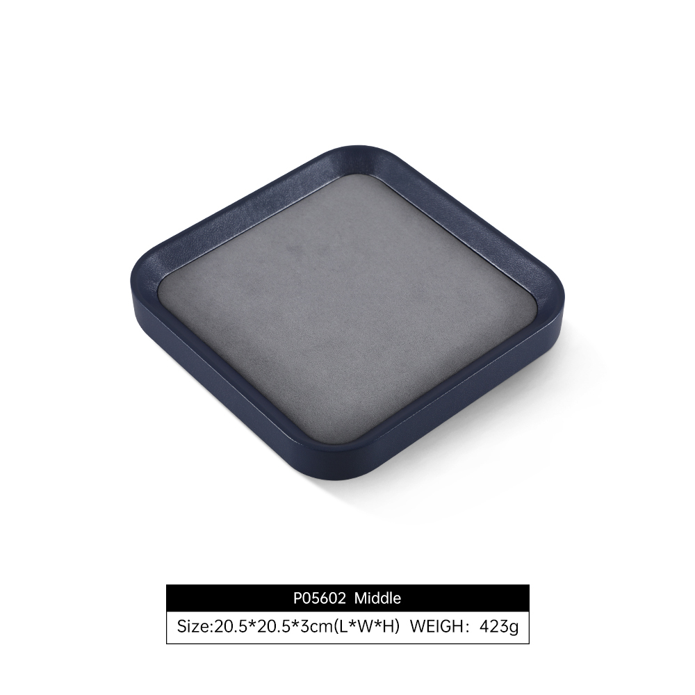 Yinbeini Gray Microfiber Leather Jewelry Display Tray for Jewelry Trade Shows and Conventions Reusable and Durable Design P053