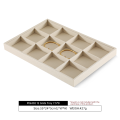 Yinbeini 12 Grids Linen Jewelry Tray with Compartments for Earrings and Small Accessories Great for Organizing Studs and Tiny Jewelry Pieces P066