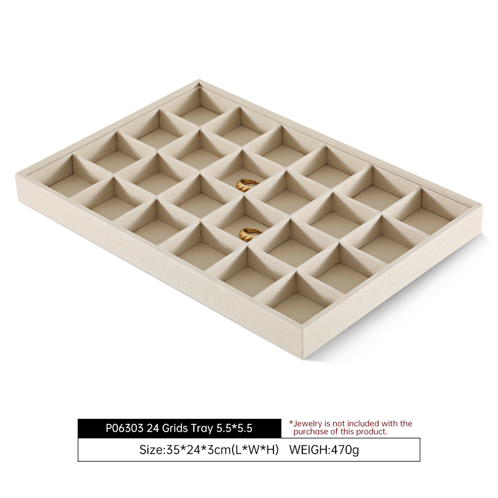Yinbeini 12 Grids Linen Jewelry Tray with Compartments for Earrings and Small Accessories Great for Organizing Studs and Tiny Jewelry Pieces P066
