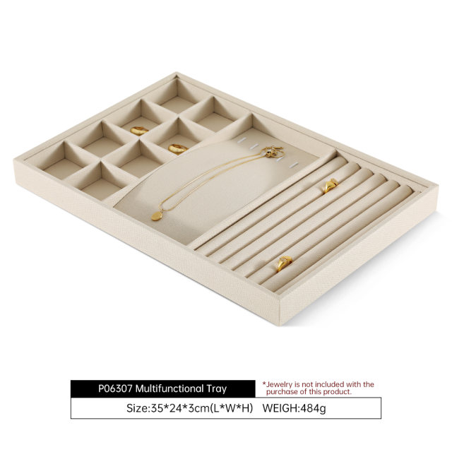 Yinbeini 12 Grids Linen Jewelry Tray with Compartments for Earrings and Small Accessories Great for Organizing Studs and Tiny Jewelry Pieces P066