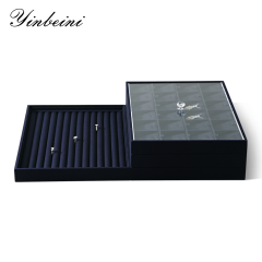 Yinbeini 12 Grids Linen Jewelry Tray with Compartments for Earrings and Small Accessories Great for Organizing Studs and Tiny Jewelry Pieces P066