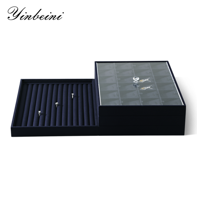 Yinbeini 12 Grids Linen Jewelry Tray with Compartments for Earrings and Small Accessories Great for Organizing Studs and Tiny Jewelry Pieces P066