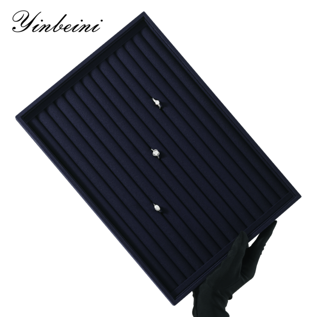 Yinbeini 12 Grids Linen Jewelry Tray with Compartments for Earrings and Small Accessories Great for Organizing Studs and Tiny Jewelry Pieces P066