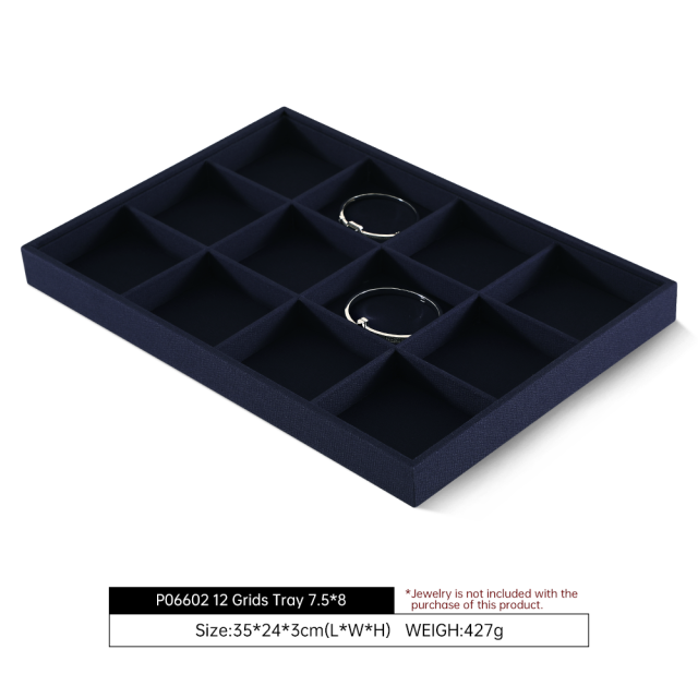 Yinbeini 12 Grids Linen Jewelry Tray with Compartments for Earrings and Small Accessories Great for Organizing Studs and Tiny Jewelry Pieces P066